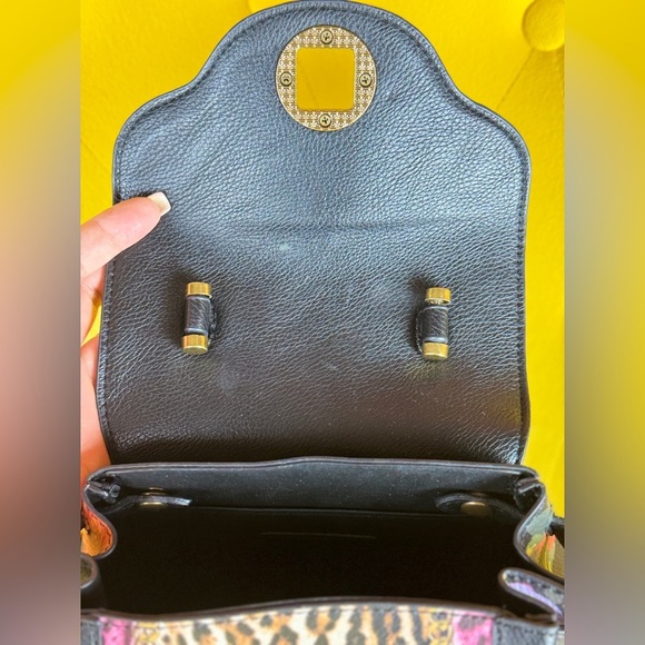 Betsey Johnson Leopard Floral Top Handle Satchel Crossbody, Black Multi - Picture 9 of 16